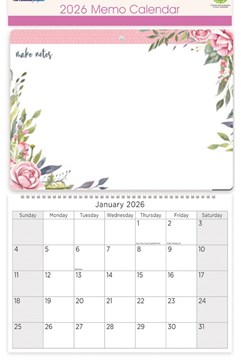 2026 Spiral Bound Memo Board Calendar & Write On Wipe Off Pen - Flowers