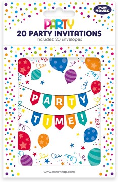 Pack of 20 Birthday Party Invites Envelopes - Invitation Cards Bright Balloons