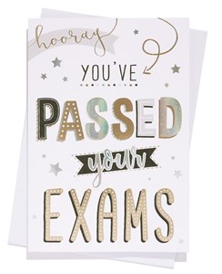 Passed Your Exams Greetings Card - Black Silver and Gold with Foil 7.5" x 5.25"