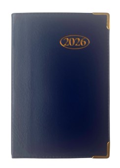 2026 Pocket Week To View PVC Leather Effect Diary With Metal Corners - Blue