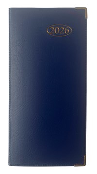 2026 Slim Week To View PVC Leather Effect Diary with Metal Corners - Blue