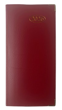 2026 Slim Week To View PVC Leather Effect Diary with Metal Corners - Red