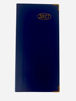 2027 Slim Week To View PVC Leather Effect Diary with Metal Corners - Blue