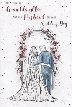ICG Granddaughter & Husband Wedding Day Card - Bride Groom Cake 9x6"