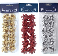 Pack of 36 Small Glitter Foil Christmas Gift Bows - Plain Red, Gold & Silver