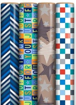 12m Male Mixed Gift Wrapping Paper - 4 x 3m Roll's - Boy's Birthday Generic