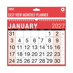 2027 A4 Landscape Easy Month To View Spiral Bound Wall Planner Calendar