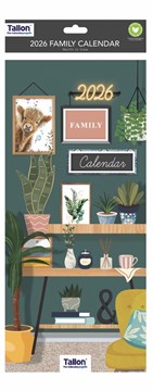 2026 Large Slim Spiral Bound Family Organiser Calendar 5 Columns Plants Shelves