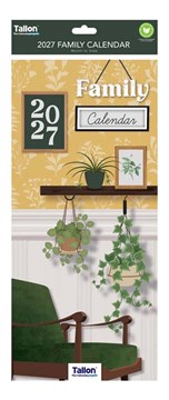 2027 Large Slim Spiral Bound Family Organiser Calendar 5 Columns Chair Shelves