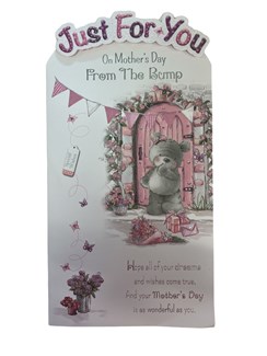 From The Bump Mother's Day Greetings Card - Cute Bear and Flowers 9" x 4.75"