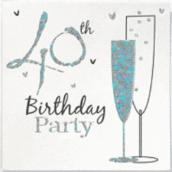 Pack of 6 Holographic 40th Birthday Party Card Invitations & Envelopes