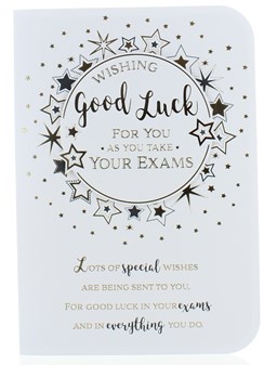 Good Luck For Your Exams Greetings Card - Stars with Gold Foil 7.5" x 5.25"