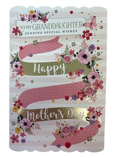 Granddaughter Mother's Day Card - Flowers with Gold Foil 9" x 6"