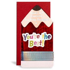 Thank You Teaching Assistant Card - Pencil Shape with Silver Foil 9x4.75" Thank You Teaching Assistant Card - Pencil Shape with Silver Foil 9x4.75"