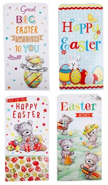 Set of 4 Easter Money Wallet Gift Cards & Envelopes Cute Bunny Chick Bear Design