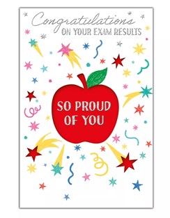 Passed Your Exams Card - Congratulations on Your Exam Results Red Apple 9x6"