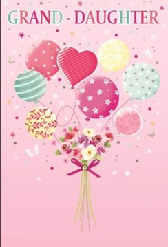 Granddaughter Birthday Card - Bouquet of Flowers & Balloons with Foil 7.75x5.25"
