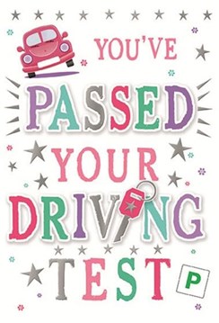 Passed Your Driving Test Greetings Card - Pink Car Silver Foil Stars 7.5"x5.25" Passed Your Driving Test Greetings Card - Pink Car Silver Foil Stars 7.5"x5.25"