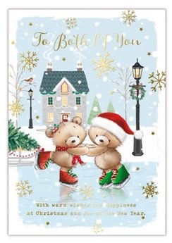 Both Of You Christmas Card - Bears Ice Skating by House Gold Foil 7.5x5.25"