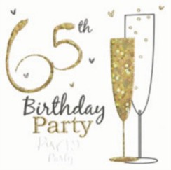 Pack of 6 Holographic 65th Birthday Party Card Invitations & Envelopes