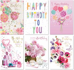 6 x Birthday Cards Assorted Multipack Female Designs 7.75x5.25" 6 x Birthday Cards Assorted Multipack Female Designs 7.75x5.25"