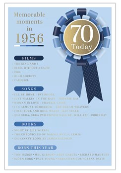 2026 70th Male Birthday Card - 1956 Was A Special Year - 70 Blue 9x6"