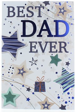 Dad Birthday Card - Big Blue Text With Stars & Foil Detail  9" x 6"