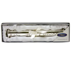 Silver Plated Birth Certificate Scroll Holder In Presentation Box 9.75" x 1.5"
