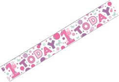 Age 1 Girl Foil Party Banner 1st Birthday - 1 Today Pink Lilac Giraffe Age 1 Girl Foil Party Banner 1st Birthday - 1 Today Pink Lilac Giraffe