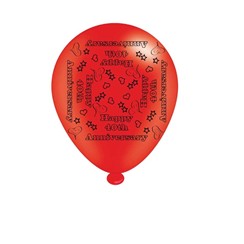 Pack Of 8 Red Happy 40th Anniversary Latex Party Balloons - Air Fill or Helium