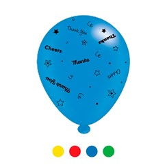 Pack Of 8 Multicoloured Thank You Latex Party Balloons - Air Fill or Helium