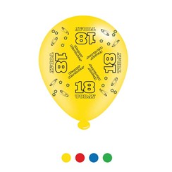 Pack Of 8 Multicoloured 18th Birthday Air Fill/Helium Party Balloons - 18 Today