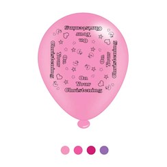 Pack Of 8 Pink Christening Air Fill or Helium Party Balloons - Girl Christening
