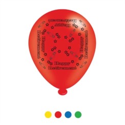 Pack Of 8 Multicoloured Happy Retirement Latex Party Balloons - Air Fill/Helium