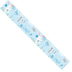 Age 1 Boy Foil Party Banner - Happy 1st Birthday - White Rabbits & Blue Presents