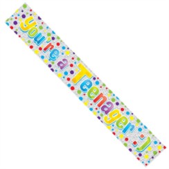 Age 13 Silver Foil Party Banner - Multicoloured You're A Teenager