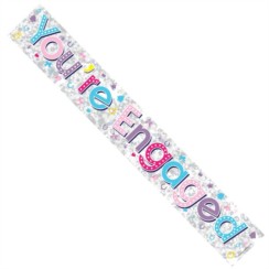 Engagement Silver Foil Party Banner - Multicoloured You're Engaged