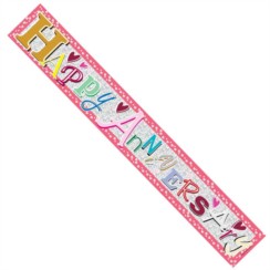 Open Anniversary Silver Foil Party Banner - Happy Anniversary