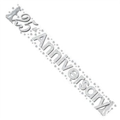 Silver Wedding Anniversary Foil Party Banner - Silver 25th Anniversary