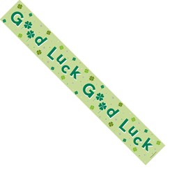 Good Luck Foil Party Banner - Good Luck - Green Text, Clovers & Silver Stars
