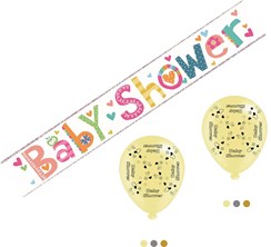 Baby Shower Unisex Party Pack - Foil Banner & Latex Balloons Baby Shower Unisex Party Pack - Foil Banner & Latex Balloons
