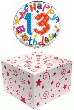 Round 18" 13th Birthday Foil Helium Balloon In Box - Age 13 Unisex Bright Stars