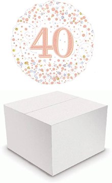 Round 18" 40th Birthday Foil Helium Balloon In Box - Age 40 Silver & Rose Gold