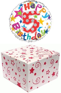 Round 18" 5th Birthday Foil Helium Balloon In Box - Age 5 Unisex Bright Stars