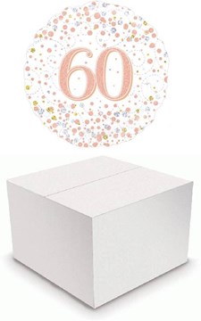 Round 18" 60th Birthday Foil Helium Balloon In Box - Age 60 Silver & Rose Gold