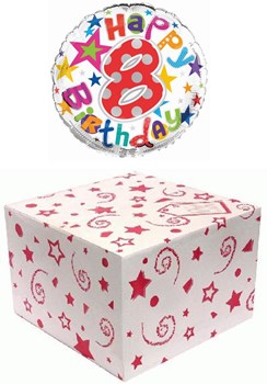 Round 18" 8th Birthday Foil Helium Balloon In Box - Age 8 Unisex Bright Stars