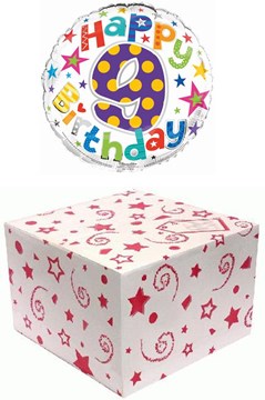Round 18" 9th Birthday Foil Helium Balloon In Box - Age 9 Unisex Bright Stars