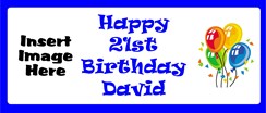 Personalised Landscape Party Banner - Blue Balloons - Add Your Own Photo & Text