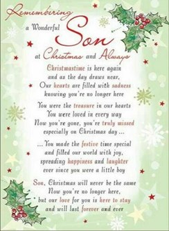 Loving Memory Christmas Graveside Memorial Card - Wonderful Son 6.5" x 4.75"