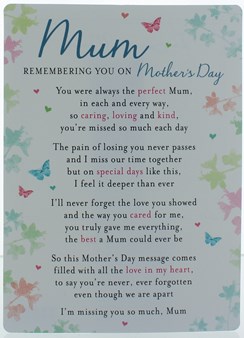 Loving Memory Graveside Memorial Card 6x4.25" In Loving Memory on Mother's Day